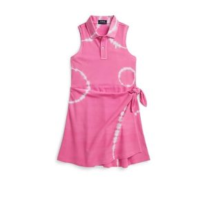 Polo Ralph Lauren Kids Tie-Dye Faux-Wrap Mesh Polo Dress (Big Kid)