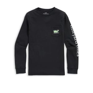 Vineyard Vines Kids Glow-In-The-Dark Franken-Whale Long Sleeve Pocket Tee (Toddler/Little Kid/Big Kid)