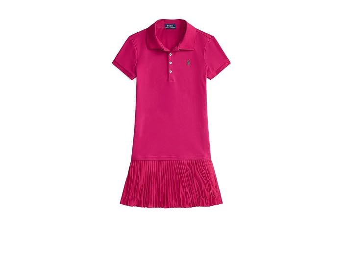 Polo Ralph Lauren Kids Pleated Stretch Mesh Polo Dress (Big Kid) - Image 4