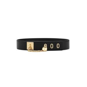 Lauren Ralph Lauren Leather Chain Padlock Wide Belt