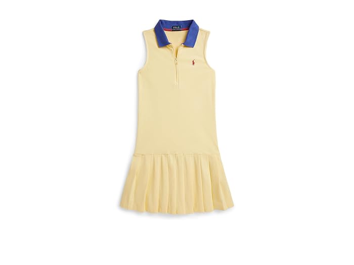 Polo Ralph Lauren Kids Pleated Mesh 1/4 Zip Polo Dress (Big Kid) - Image 4