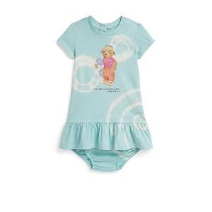 Polo Ralph Lauren Kids Tie-Dye Polo Bear Cotton Dress & Bloomer (Infant)