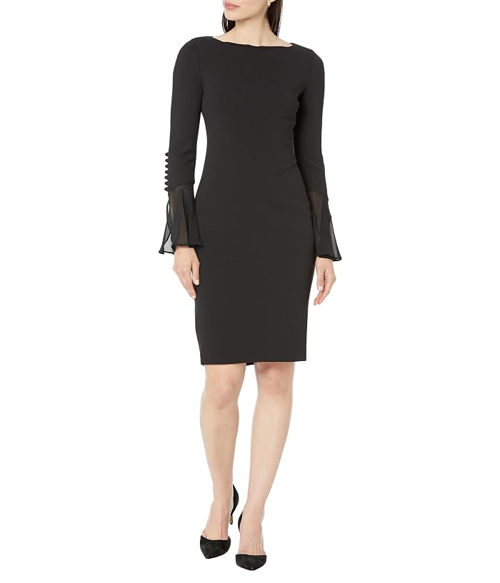 Calvin Klein Chiffon Bell Sleeve Sheath Dress
