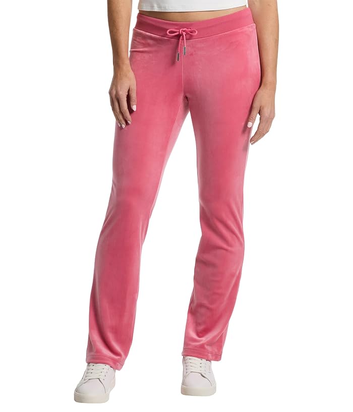 Juicy Couture Luxe Velour Rib Waist Velour Pants with Mixed Ston