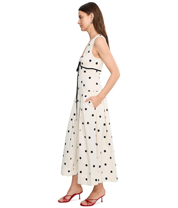 Avec Les Filles Stretch Cotton Poka Dot Halter Midi Dress - Image 3