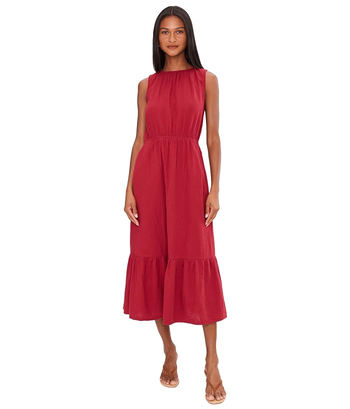 PACT Coastal Double Gauze Tiered Midi Dress