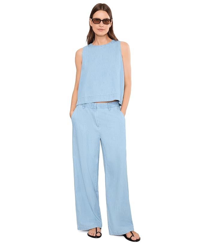 Eileen Fisher Lightweight Organic Cotton Denim Round Neck Shell - Image 2