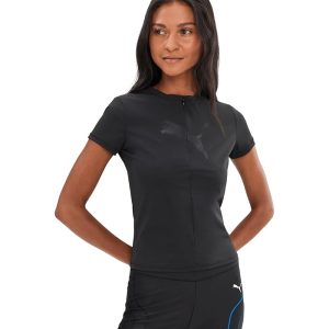 PUMA Dare To Slim Fit Half Zip Graphic Tee