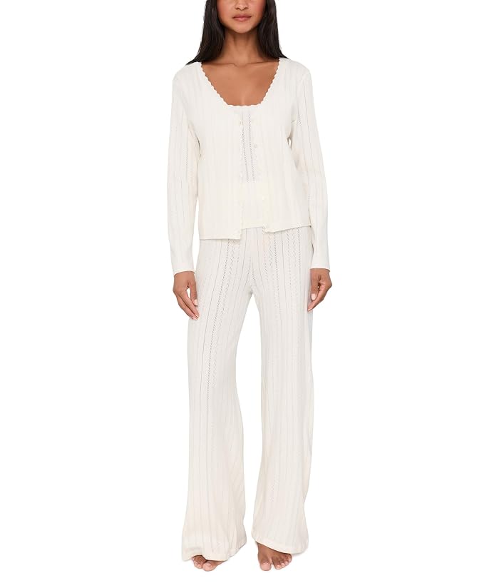 Eberjey Pointelle Sweater Straight Leg Pants - Image 2