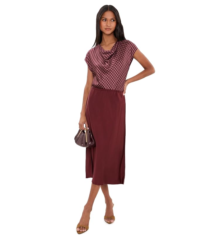 Vince Ombre Plaid On Cowl Neck Cap Sleeve Blouse - Image 2