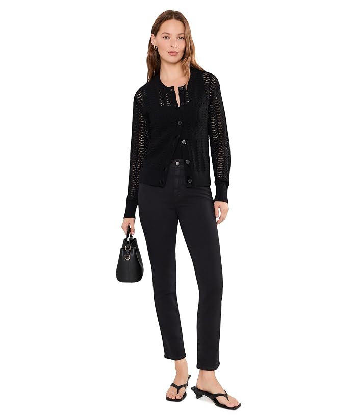 AG Jeans Mari Mid-Rise Slim Straight Pants in Super Black - Image 2