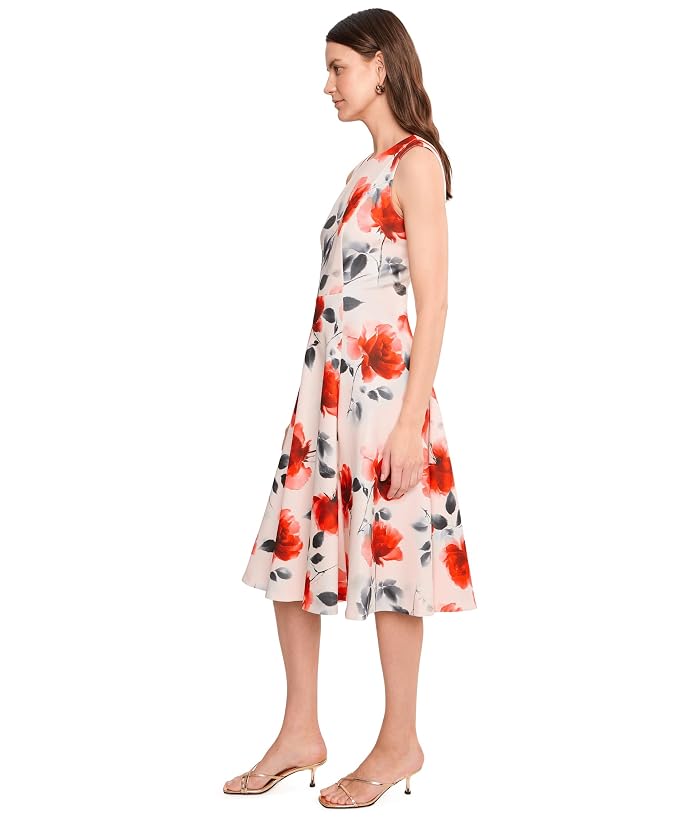 Calvin Klein Sleeveless Scuba Floral A-Line Dress - Image 3