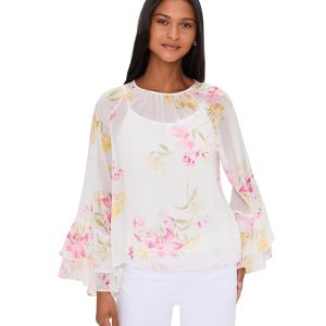 Vince Camuto Double Ruffle Sleeve Blouse