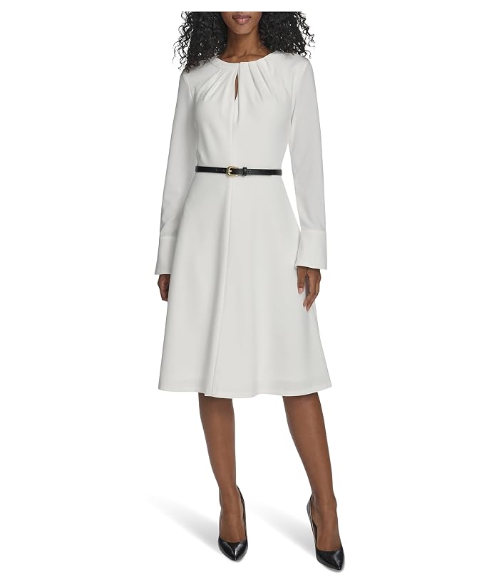 Calvin Klein Long Sleeve Scuba Crepe Belted Alne