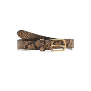Lauren Ralph Lauren Rounded-Buckle Embossed Skinny Belt