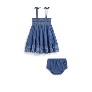 Polo Ralph Lauren Kids Eyelet Cotton Jersey Dress & Bloomer (Infant)