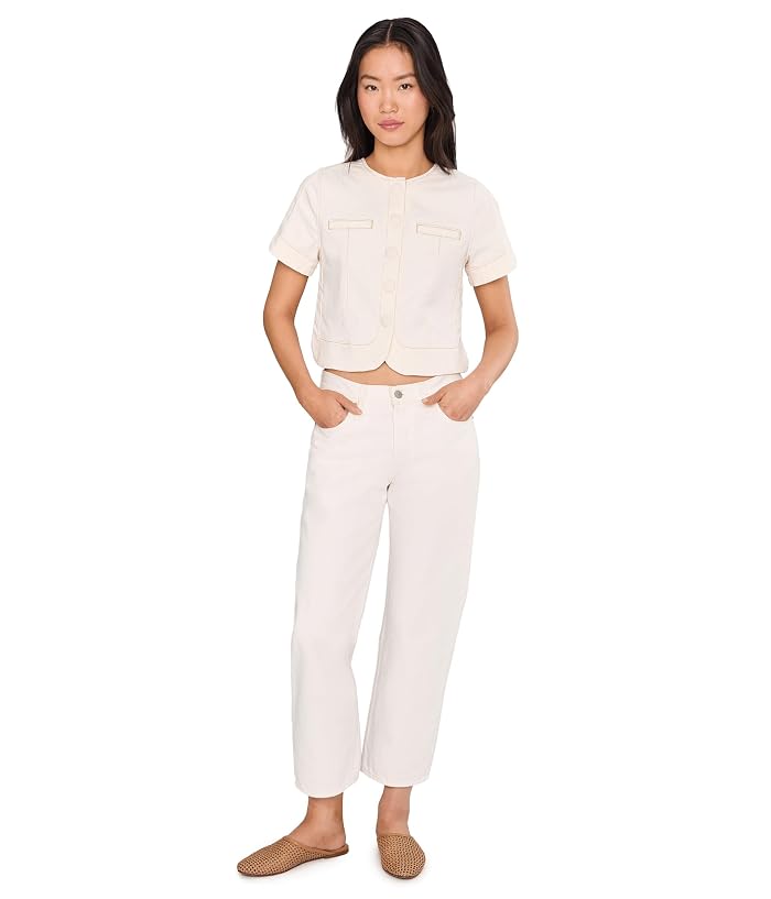 Liverpool Los Angeles Collarless Short Sleeve Cropped Denim Jacket - Image 2