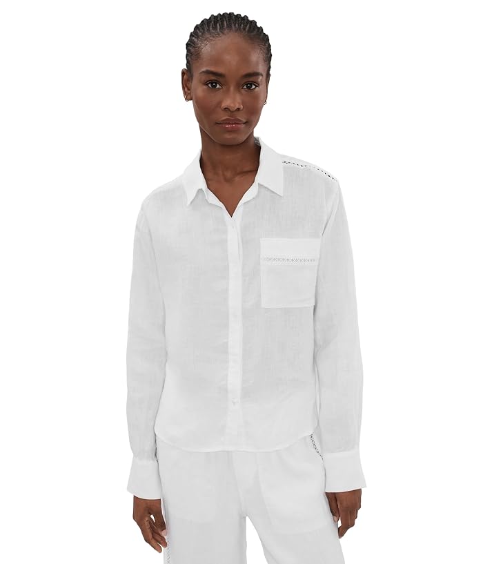 Splendid Stella Lnen Trim Button-Down