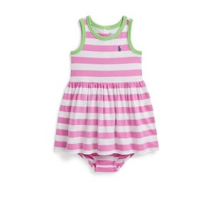 Polo Ralph Lauren Kids Striped Cotton Jersey Dress & Bloomer (Infant)