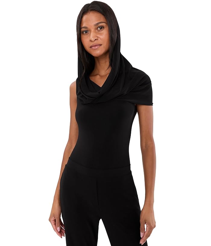 Norma Kamali Sleeveless Cowl Neck Hooded Bodysuit