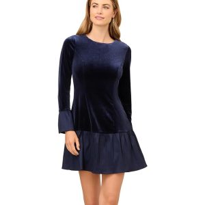 Adrianna Papell Velvet Combo Midi Dress