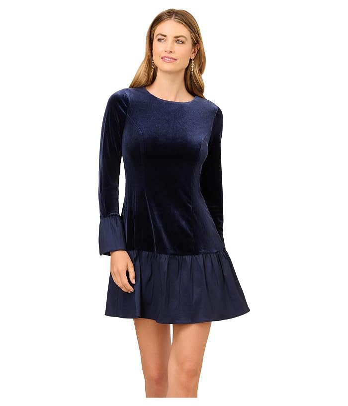 Adrianna Papell Velvet Combo Midi Dress