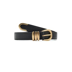 Lauren Ralph Lauren Metal-Keeper Leather Skinny Belt
