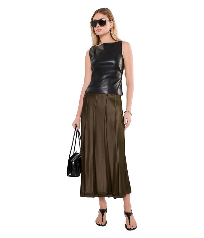 Vince Creased Pleated Skirt w/ Raw Edge Hem - Image 2