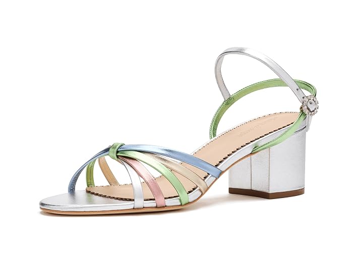 Cinq à Sept Nicole Strappy Metallic Block Heel Sandals