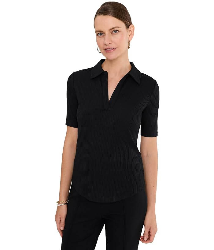 Lauren Ralph Lauren Rib-Knit Elbow-Sleeve Polo Tee