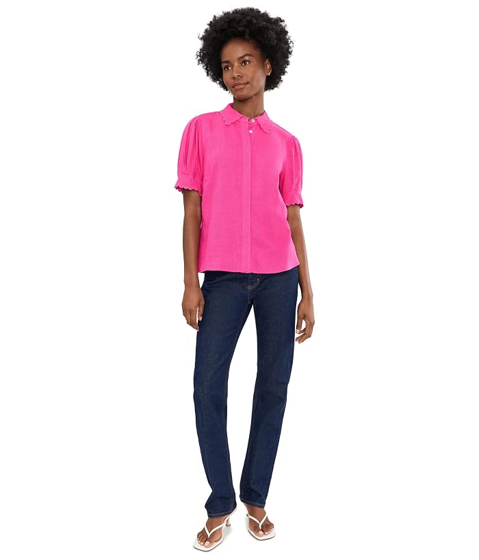 CeCe Short Sleeve Scallop Trim Top - Image 2