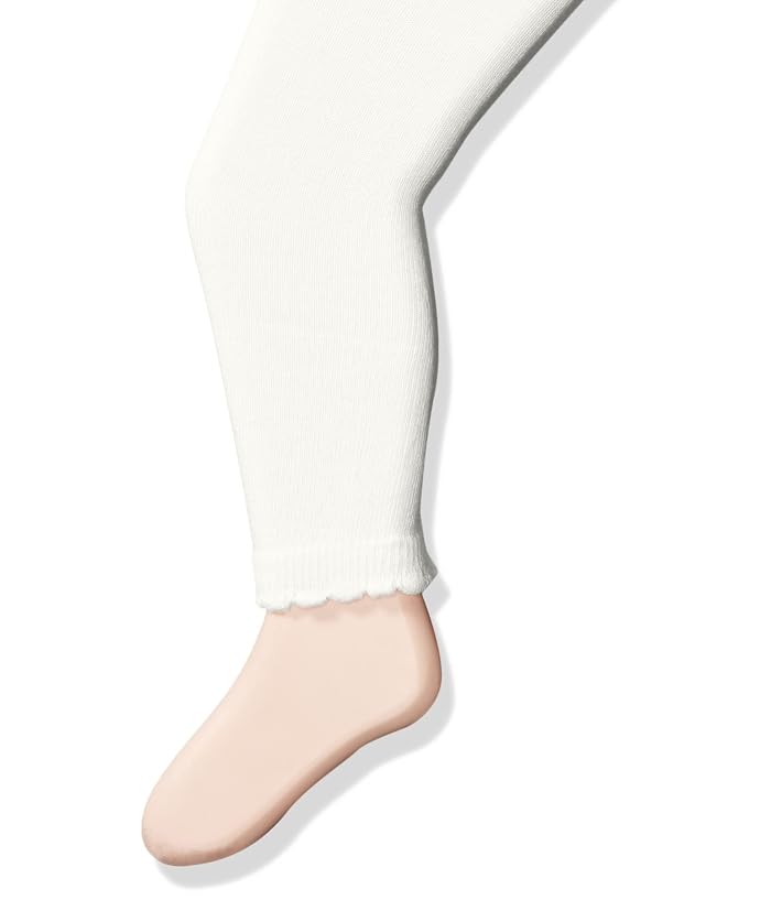 Jefferies Socks Girls' Baby Cotton Footless Tights with Scalloped Edge
