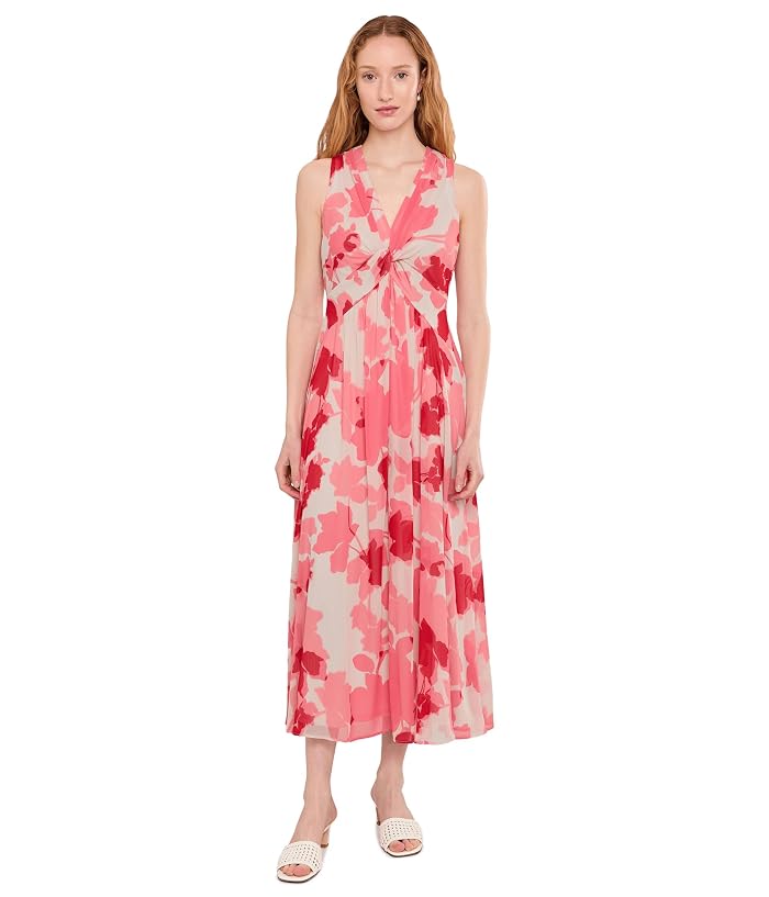 Calvin Klein Sleeveless Twist Front Floral Chiffon Midi