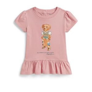 Polo Ralph Lauren Kids Polo Bear Cotton Jersey Peplum Tee (Infant)