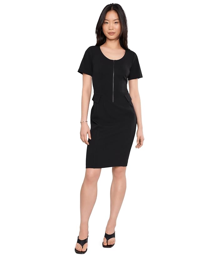 Calvin Klein Short Sleeve Scuba Crepe Zipper Neck Sheath - Image 2