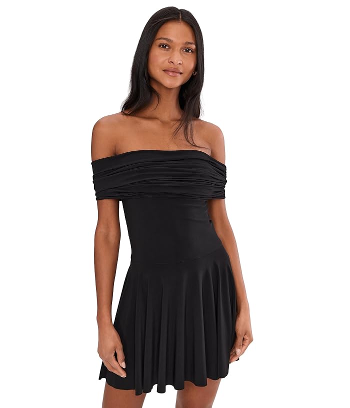 Norma Kamali Sleeveless Cowl Neck Hooded Flared Pickleball Dres