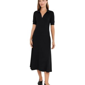 Lauren Ralph Lauren Rib-Knit Elbow-Sleeve Polo Dress