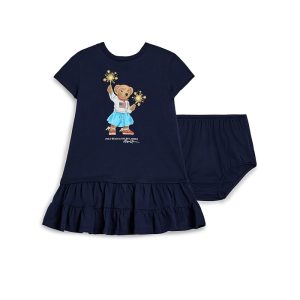 Polo Ralph Lauren Kids Polo Bear Tiered Cotton Dress & Bloomer (Infant)