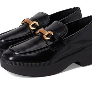 FitFlop F-Luma Chunky-Snaffle Box-Leather Demi-Wedge Loafers
