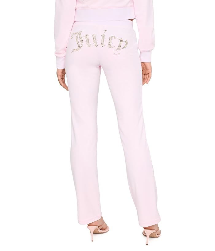 Juicy Couture Rib Waist Long Velour Pants With Gold Back Bling - Image 4