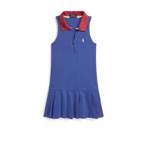 Polo Ralph Lauren Kids Pleated Mesh 1/4 Zip Polo Dress (Toddler/Little Kid)