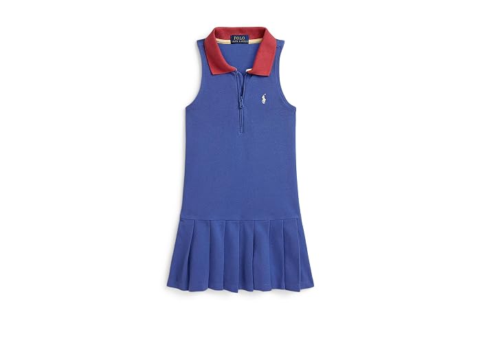 Polo Ralph Lauren Kids Pleated Mesh 1/4 Zip Polo Dress (Toddler/Little Kid)