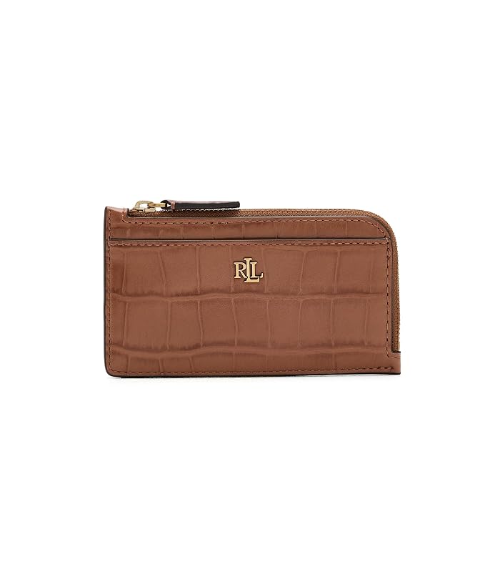Lauren Ralph Lauren Croc-Embossed Leather L-Zip Card Case