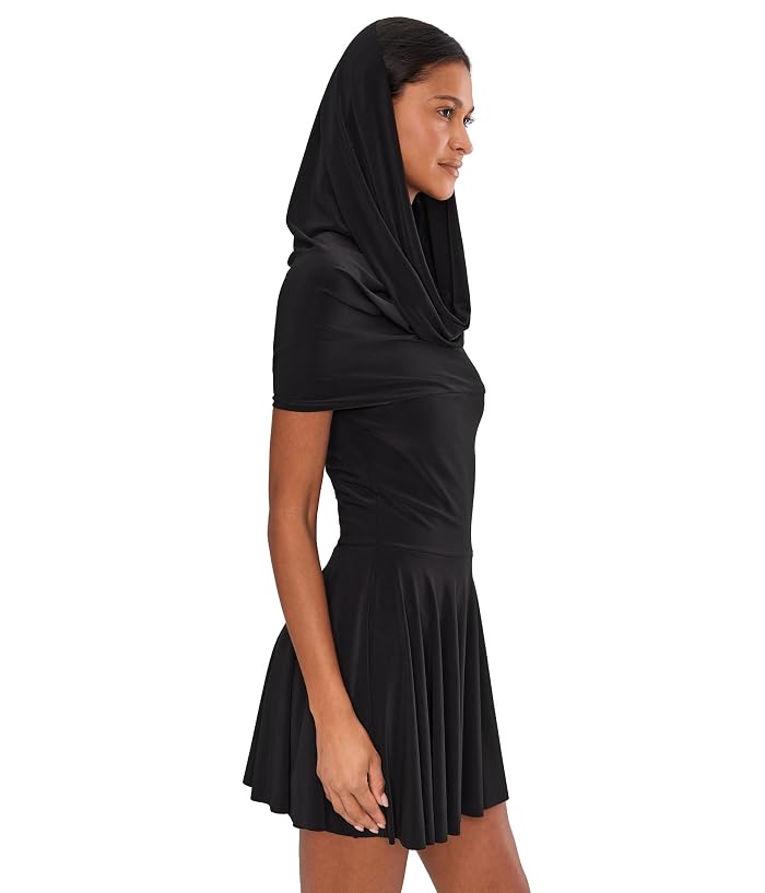 Norma Kamali Sleeveless Cowl Neck Hooded Flared Pickleball Dres - Image 3