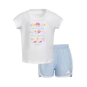 adidas Kids Cap Sleeve Tee & Woven Shorts Set (Infant)