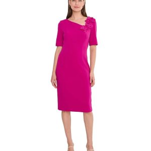 Adrianna Papell 3d Floral Crepe Midi Dress