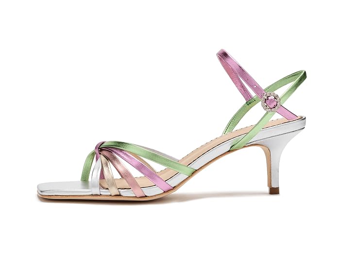 Cinq à Sept Malia Strappy Metallic Kitten Heel Sandals