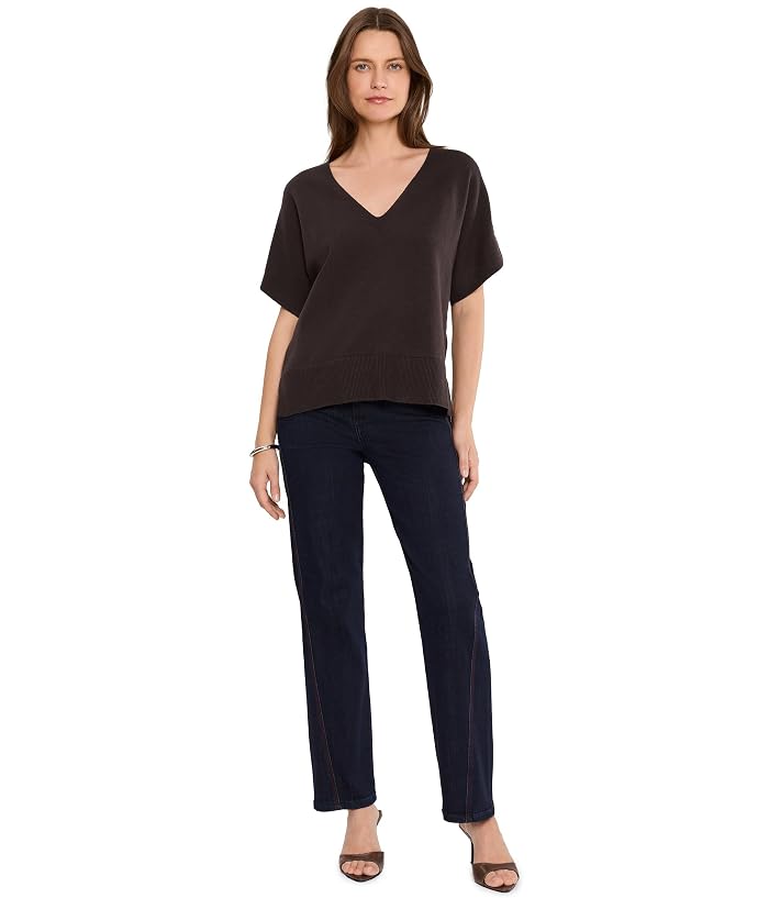 Liverpool Los Angeles Short Sleeve V-Neck Dolman Popover Sweater w/ Step Hem - Image 2
