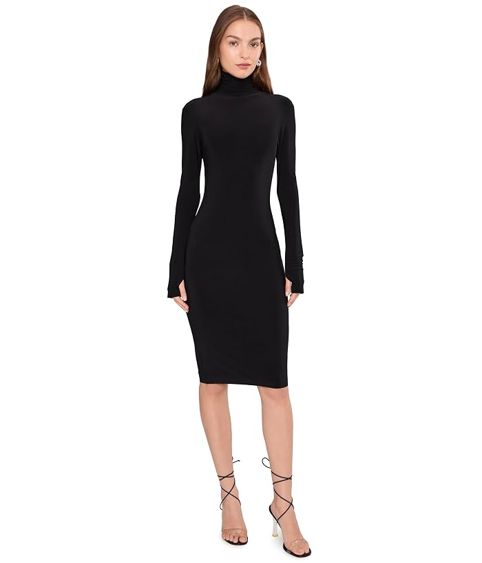 Norma Kamali Long Sleeve Turtleneck Dress To Knee