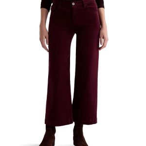 AG Jeans Saige Mid Rise Wide Leg Crop In Winery